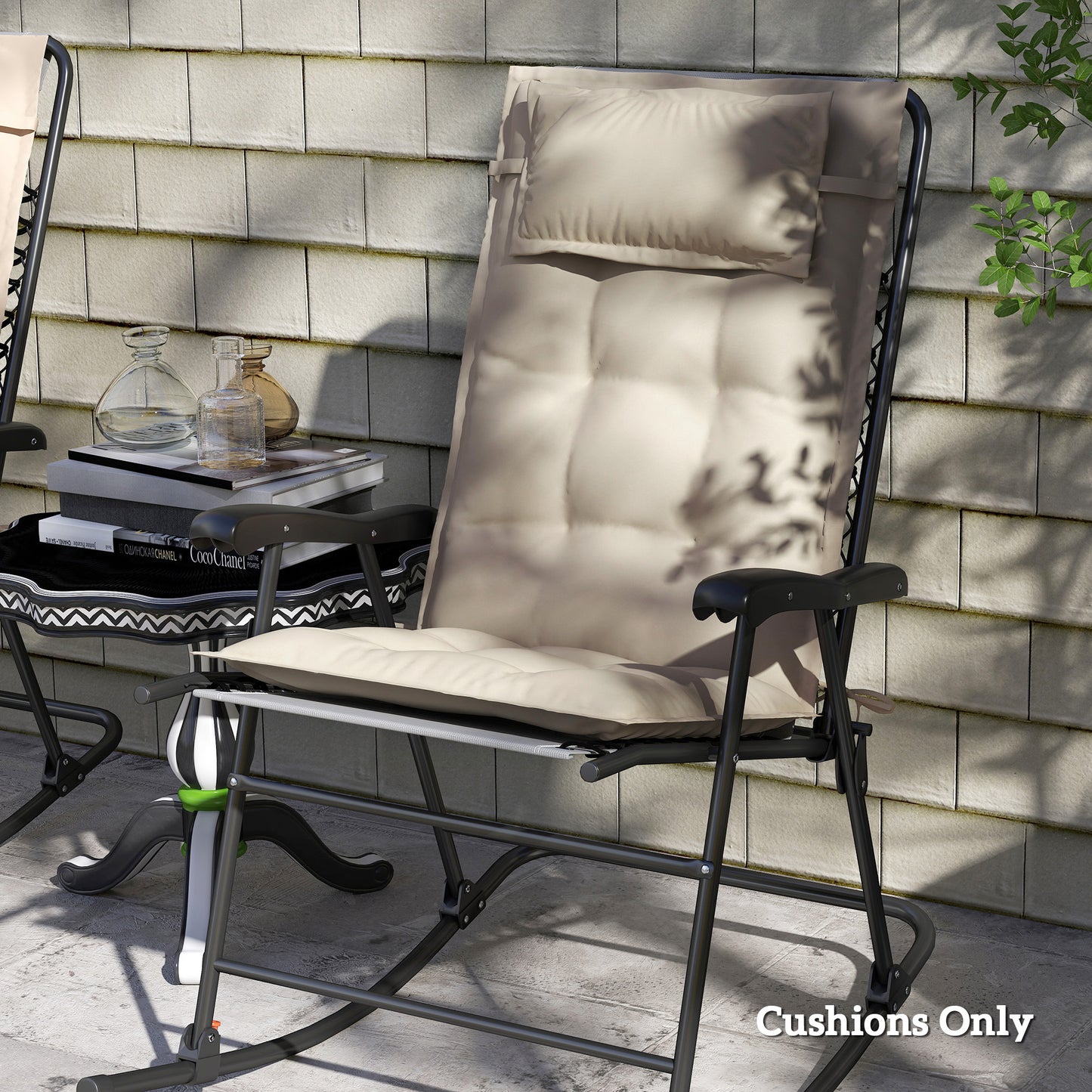 Outsunny 2er Set Auflage für Sonnenliege Wasserabweisend Liegenauflage für Gartenliege Polsterauflage 50x116x5 cm, Beige