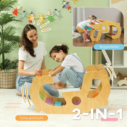 AIYAPLAY Klettergerüst und Schaukel, 2-in-1, Kiefernholz, 91x41x48 cm, für Kinder 18-48 Monate