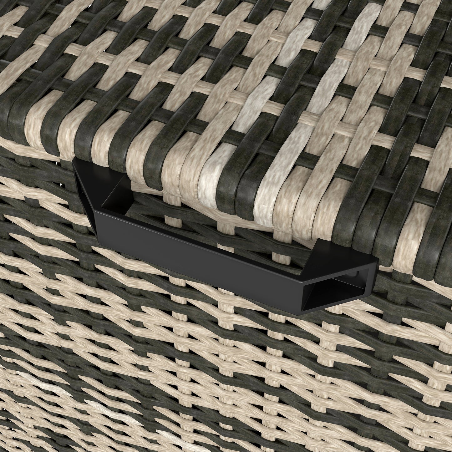 Outsunny Rattan Auflagenbox 350L 2-Ebenne Kissenbox mit Deckel Hebestangen Tragegriffe 118 x 57 x 69 cm Mischgrau