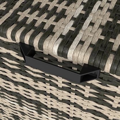 Outsunny Rattan Auflagenbox 350L 2-Ebenne Kissenbox mit Deckel Hebestangen Tragegriffe 118 x 57 x 69 cm Mischgrau