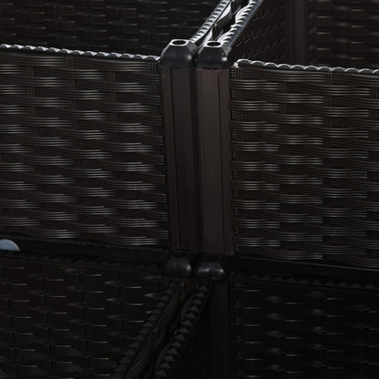 Outsunny Hochbeet, Pflanzkasten mit Abflusslöchern, Blumenkasten im Rattan-Look, Kunststoff, Braun, 40 x 40 x 44 cm