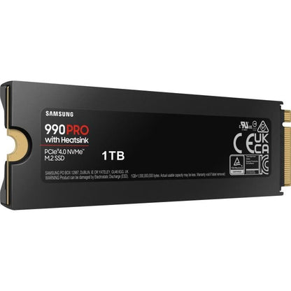 SAMSUNG - 990 PRO - Internal SSD - 1 TB - With heatsink - PCIe 4.0 - NVMe 2.0 - M2 2280 - Up to 7450 MB/s (MZ-V9P1T0GW)