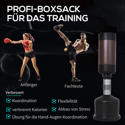 HOMCOM Standboxsack Boxpuppe Boxdummy DummyTraining Boxpartner Boxsack Box 158-186 cm Höhenverstellbar NEU Schwarz+Braun