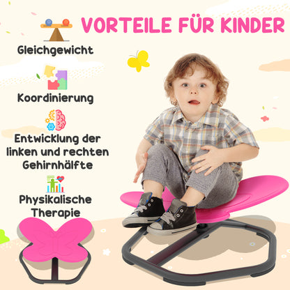 AIYAPLAY Sensorischer Drehstuhl für Kinder, Schmetterlings-Form, fördert Balance und Koordination, Kunststoff, Metall, Rosa