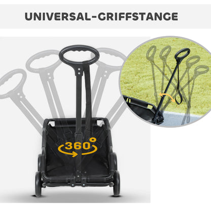 PawHut Hundewagen, klappbarer Hundebuggy für Zwergenhunde bis zu 4 kg, zusammenklappbarer Katzenbuggy mit Griffstange, waschbarem Kissen, Sicherheitsleinen, Aufbewahrungstasche, 4 Räder, Schwarz