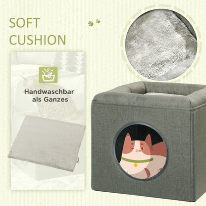 PawHut Katzenhöhle Katenbett 2-in-1 Katzenhöhle, ink. Kissen, 36,5 x 36,5 x 33 cm, Grün
