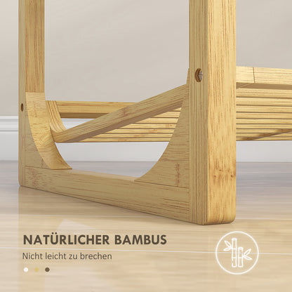HOMCOM Schuhregal aus Bambus, 15,5 cm Regalhöhe, belüftetes Latten-Design, 76 x 33 x 67 cm, Naturholz-Effekt