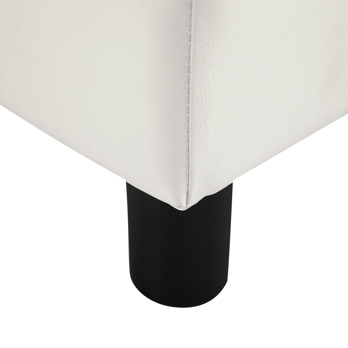 HOMCOM Sitzhocker Hocker mit Kunstleder Moderner Fußhocker Kunstlederhocker Ottomane für Schlafzimmer, Wohnzimmer, Weiß