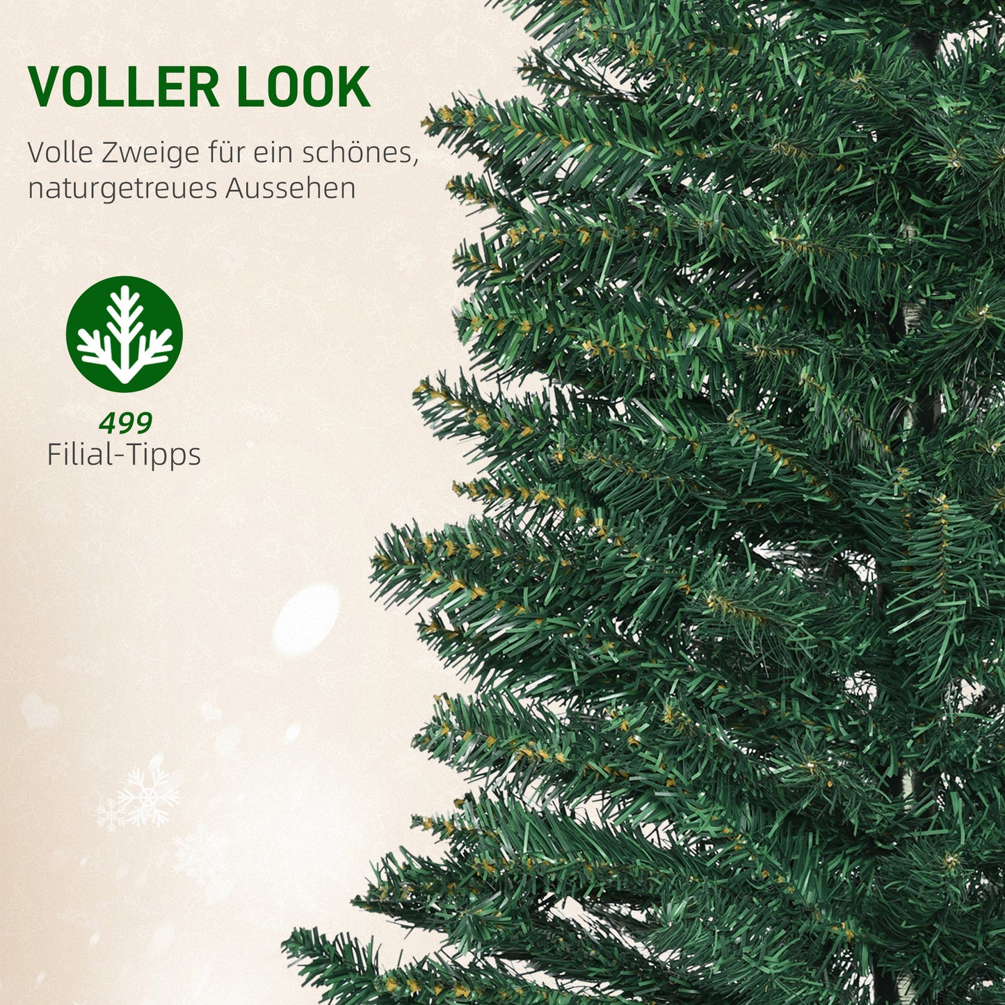 HOMCOM Weihnachtsbaum künstliche Künstliche Tanne Christbaum, inkl Ständer Weihnachtsstern 2,1 m, Grün