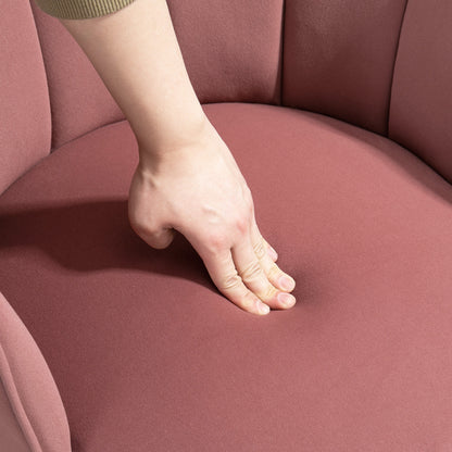 HOMCOM Sessel Wohnzimmer Loungesessel in Muschelform Relaxsessel mit Holzbeine, Polstersessel Lesesessel mit Samtoptik, Polsterstuhl für Schlafzimmer Rosa