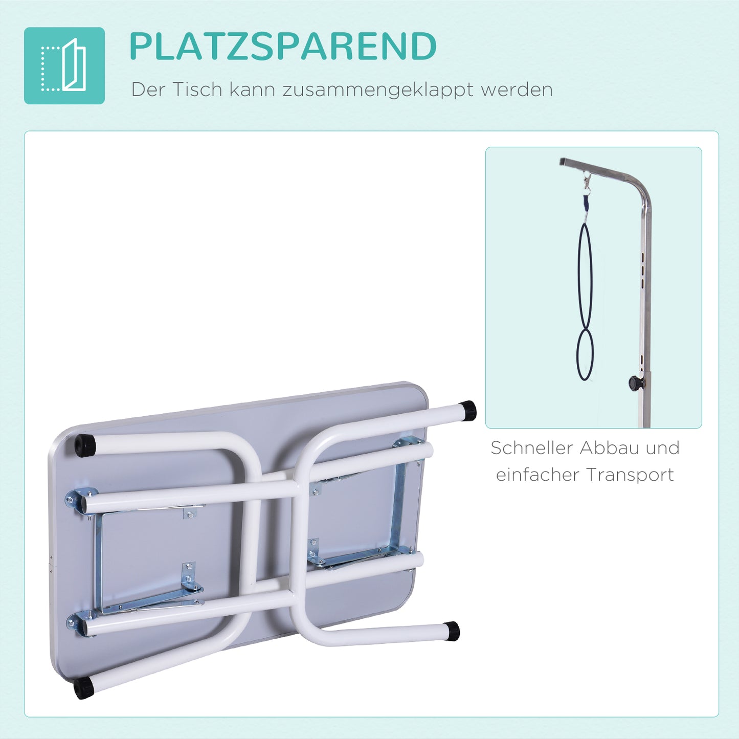 PawHut Haustier-Pflegetisch, zum Frisieren, Bürsten, Waschen von Haustieren, Metall, Blau