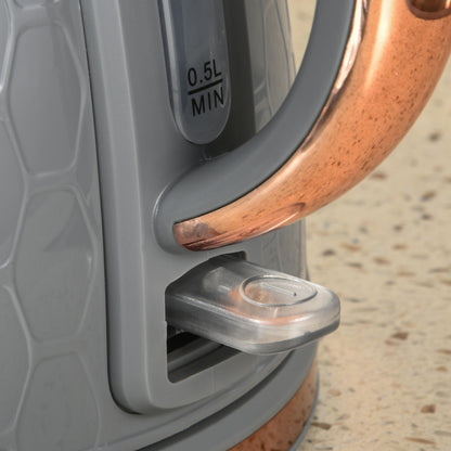 HOMCOM 2-in-1 Küchenset, Toaster und Wasserkocher, mehrere Optionen, 1,7 L, 4 Toastscheiben gleichzeitig, Kunststoff, Grau