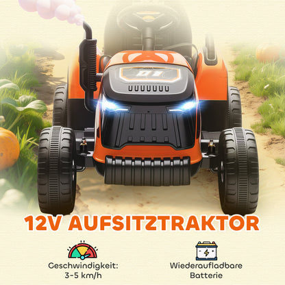 AIYAPLAY Elektrischer Kindertraktor, Aufsitz-Traktor mit Fernbedienung, Soft-Start, für Kinder im Alter von 3-8 Jahren, Orange