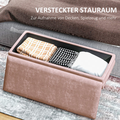 HOMCOM Sitzbank Polsterbank, mit Stauraum, Stahl, 100 x 37,5 x 42 cm, Rosa