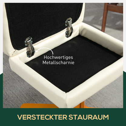 HOMCOM Relaxsessel mit Hocker, 145° neigbare Rückenlehne, 360° drehbar, Kunstleder, Cremeweiß