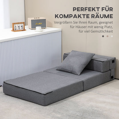 HOMCOM Schlafsessel Relaxsessel Gästebett. abnehmbarer Bezug, 70 cm x 70 cm x 61 cm, Dunkelgrau