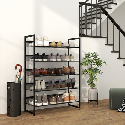 HOMCOM kleines Schuhregal Schuhablage Schuhständer hoch schmal, 5 Regale, 72 cm x 30 cm x 102 cm, Schwarz