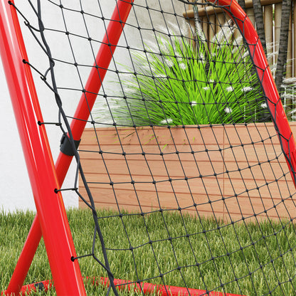 HOMCOM Fußball Rebounder-Netz, klappbar, Rückprallwand, Verstellbar in 5 Stufen, Metall, 78 x 84 x 65-78 cm, Rot