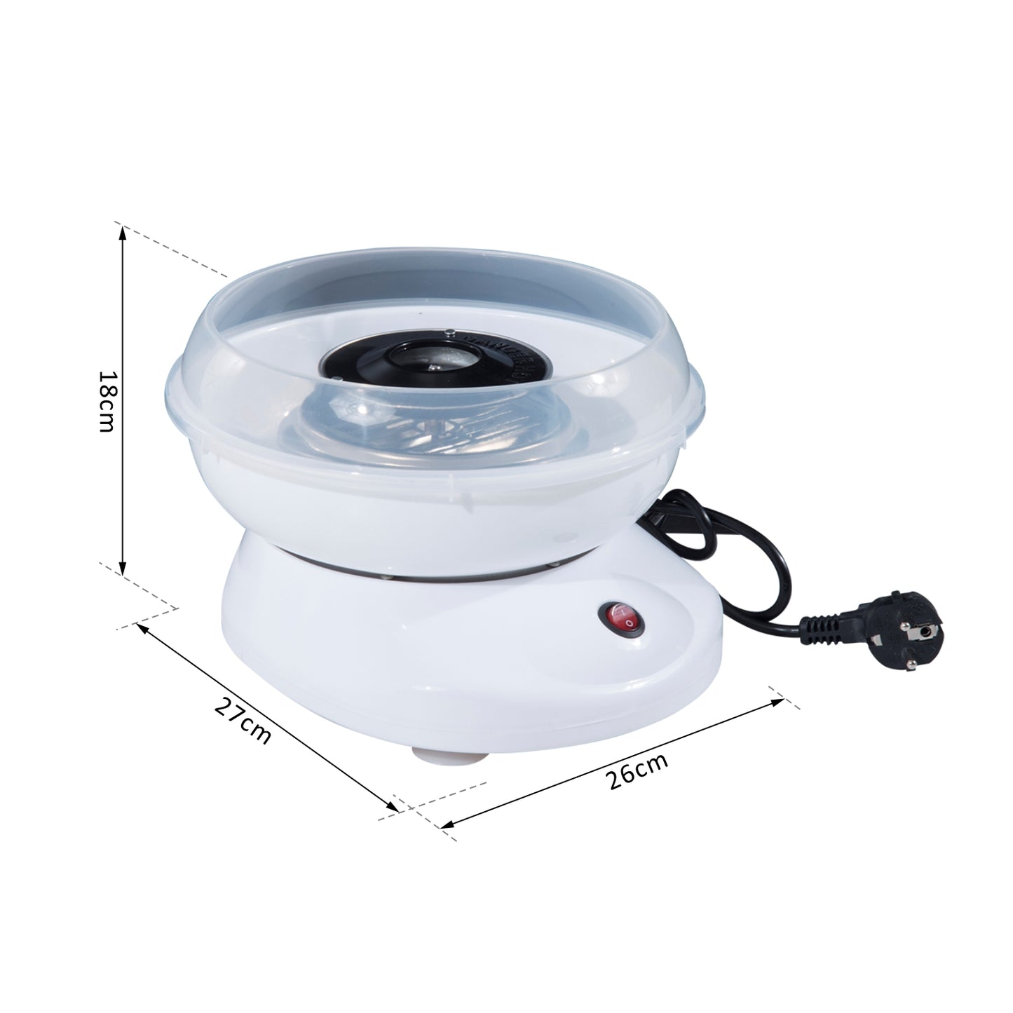 HOMCOM Zuckerwattemaschine für Zuhause Cotton Candy Machine Zuckerwatte Maschine mit Stäbchen und Messlöffel Höhe 18 cm 550W für Kinderfest, Geburtstag, Party Weiß