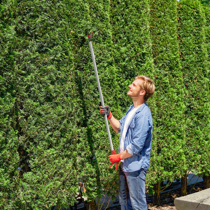 Outsunny 1,2 m Baumschere, Astscheren zum Schneiden, Gartenschneider mit Aluminiumgriff, Langstielige Gartenschere, Rot