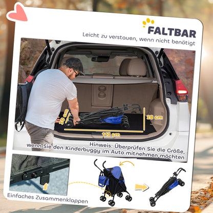 PawHut Haustierwagen, Sicherheitsleinen, Netzfenster, 76L x 44B x 103H cm, Dunkelblau