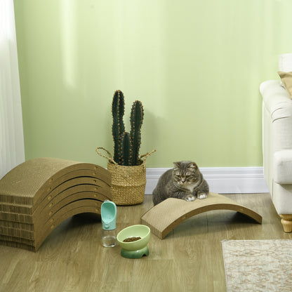 PawHut Kratzbrett-Set für Katzenlaufrad, belastbar bis 5kg, 55x25,5x3cm, Braun