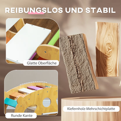 AIYAPLAY Klettergerüst und Schaukel, 2-in-1, Kiefernholz, 91x41x48 cm, für Kinder 18-48 Monate