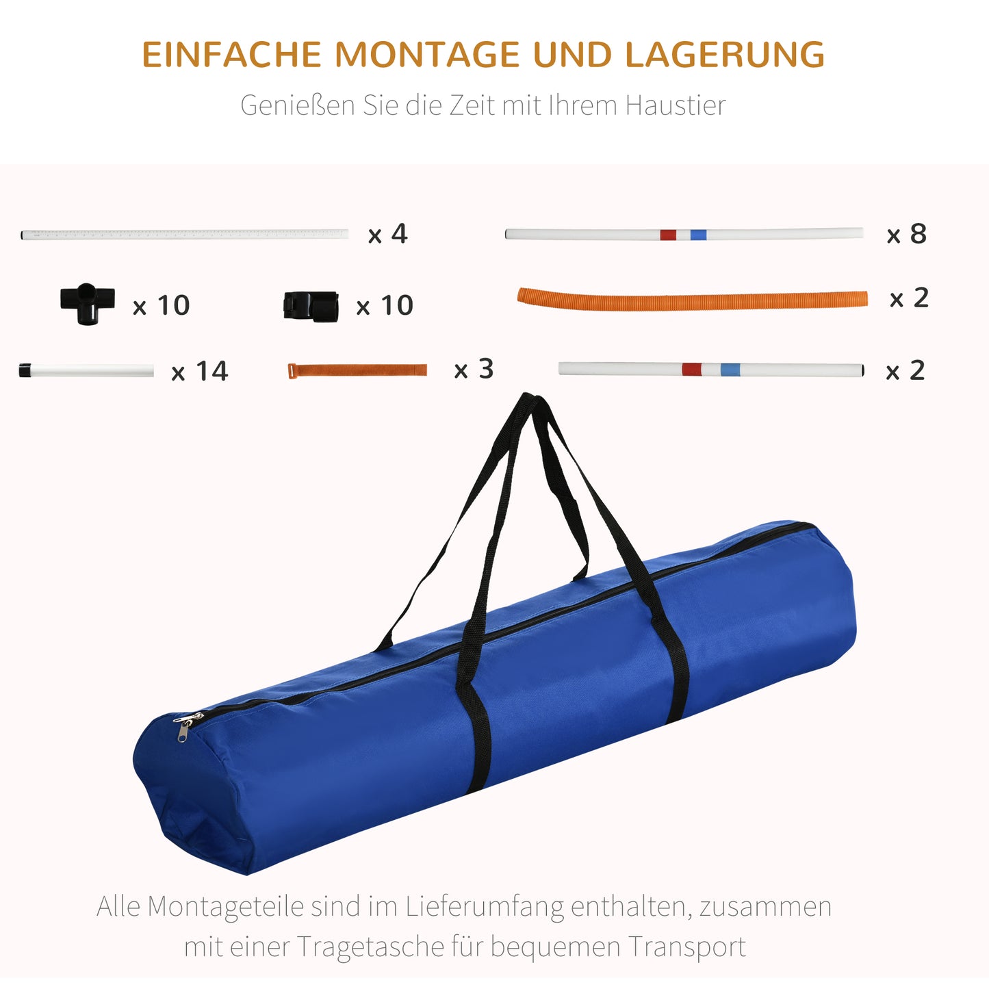 PawHut 3-tlg. Hunde Agility Set Training für Haustiere Hundetrainigsset Inklusive Tasche Leicht zu tragen Kunststoff Weiß+Gelb