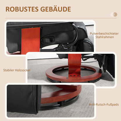 HOMCOM Relaxsessel mit Liegefunktion, drehbar, bis 150 kg, Kunstlederbezug, Stahlrahmen, Braun