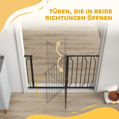 PawHut Hunde-Absperrgitter, Klemmmontage, verstellbare Länge, Stahl/ABS, 75-115 x 76cm, Schwarz