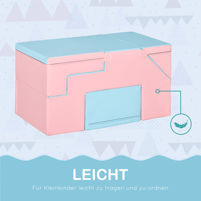 HOMCOM Kletter- und Rutschspielzeug für Kinder, fördert Motorik, Kunstleder, EPE-Schaum, 86x49x47 cm, Rosa+Blau