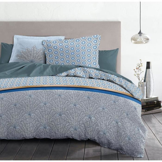 HOME LINGE PASSION Luxor duvet set - 1 duvet cover 220 x 240 cm + 2 pillowcases 65 x 65 cm - Blue and white