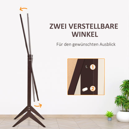 HOMCOM Standspiegel Ganzkörperspiegel Schminkspiegel Erhöhte Füße Pflegeleicht MDF Kaffee 47 x 46 x 148 cm