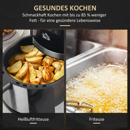 HOMCOM Heißluftfritteuse 4L, 12 Programme, 80-200° C Temperatur, Antihaftbeschichtung, Schwarz