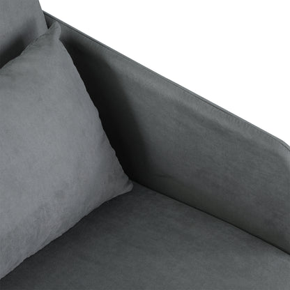 HOMCOM Schlafsofa Sofabett Einzelsofa Waschbarer Bezug 2 Seitentaschen Kissen Metall Grau 70 x 76 x 77 cm