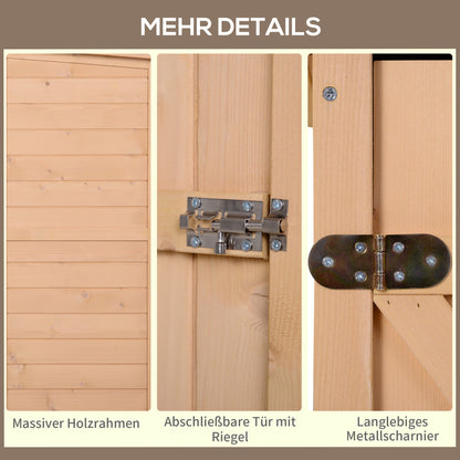 Outsunny Geräteschuppen mit Regalböden wetterbeständig 75 x 56 x 115cm Naturholz
