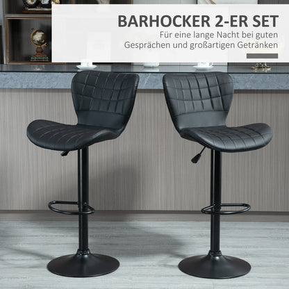 HOMCOM 2-er-Set Barhocker Retrodesign 47 cm x 51,5 cm x 89-109 cm Schwarz