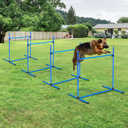 PawHut Agility Set Hunde 4-teiliges höhenverstellbar Agility-Ausrüstung Sprungstangen-Set Steckhürdenset med 4 Hürden Tragetasche Koordinationsträning Sprungstangen-Set för Spiele Training