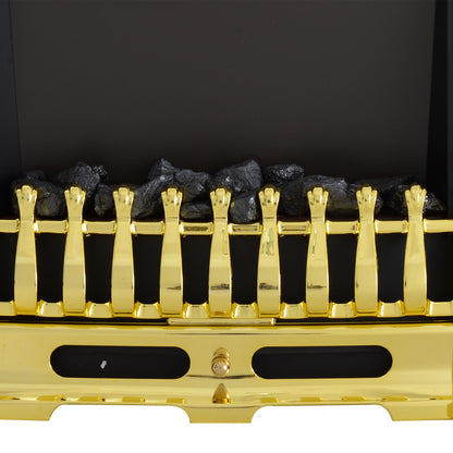 HOMCOM Elektrokamin mit Heizung, elektrischer Kamin mit LED Flammeneffekt, 1000/2000W Dekokamin, elektrisch Kaminfeuer Kaminofen, Gold