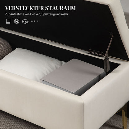 HOMCOM Sitzbank mit Stauraum, belastbar bis 120kg, 120x44x44,5cm, Beige