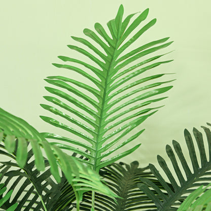 HOMCOM Künstliche Palme, 1,6 m, realistische Zweige, Dekorationspflanze, Kunststoff, mit Topf, Braun+Grün