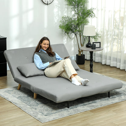 HOMCOM Schlafsofa Relaxsofa Sofa Couch, inkl. 2 Kissen, Samtoptik, 130 x 78 x 79 cm, Hellgrau