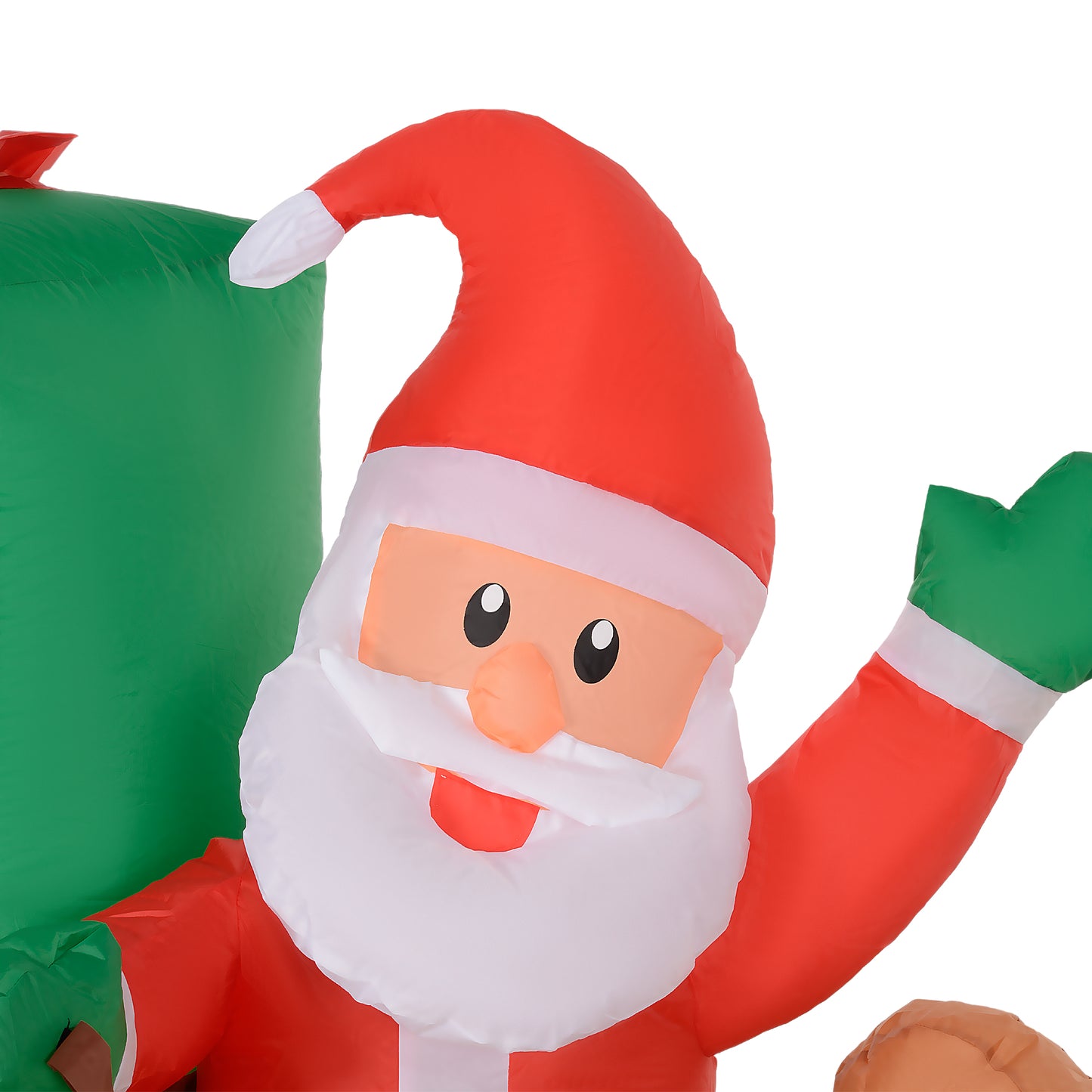 Outsunny Weihnachtsmann mit Schlitten &amp; Rentier, aufblasbar, weiße LED-Beleuchtung, 210 x 80 x 140 cm