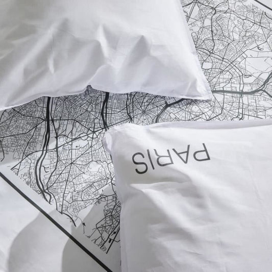 Bedding set - TODAY - JAVA - 2 people - 240x220 cm - Cotton - Paris print - White