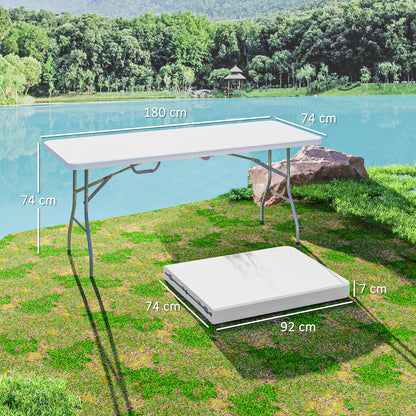 Outsunny Klapptisch, Faltbarer Campingtisch, Metall, Kunststoff, Picknicktisch, Weiß