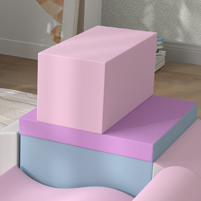 HOMCOM Schaumstoff-Bausteine für Kinder, fördert Kreativität, Kunstleder, 40x40x20 cm, Mehrfarbig, 1-3 Jahre