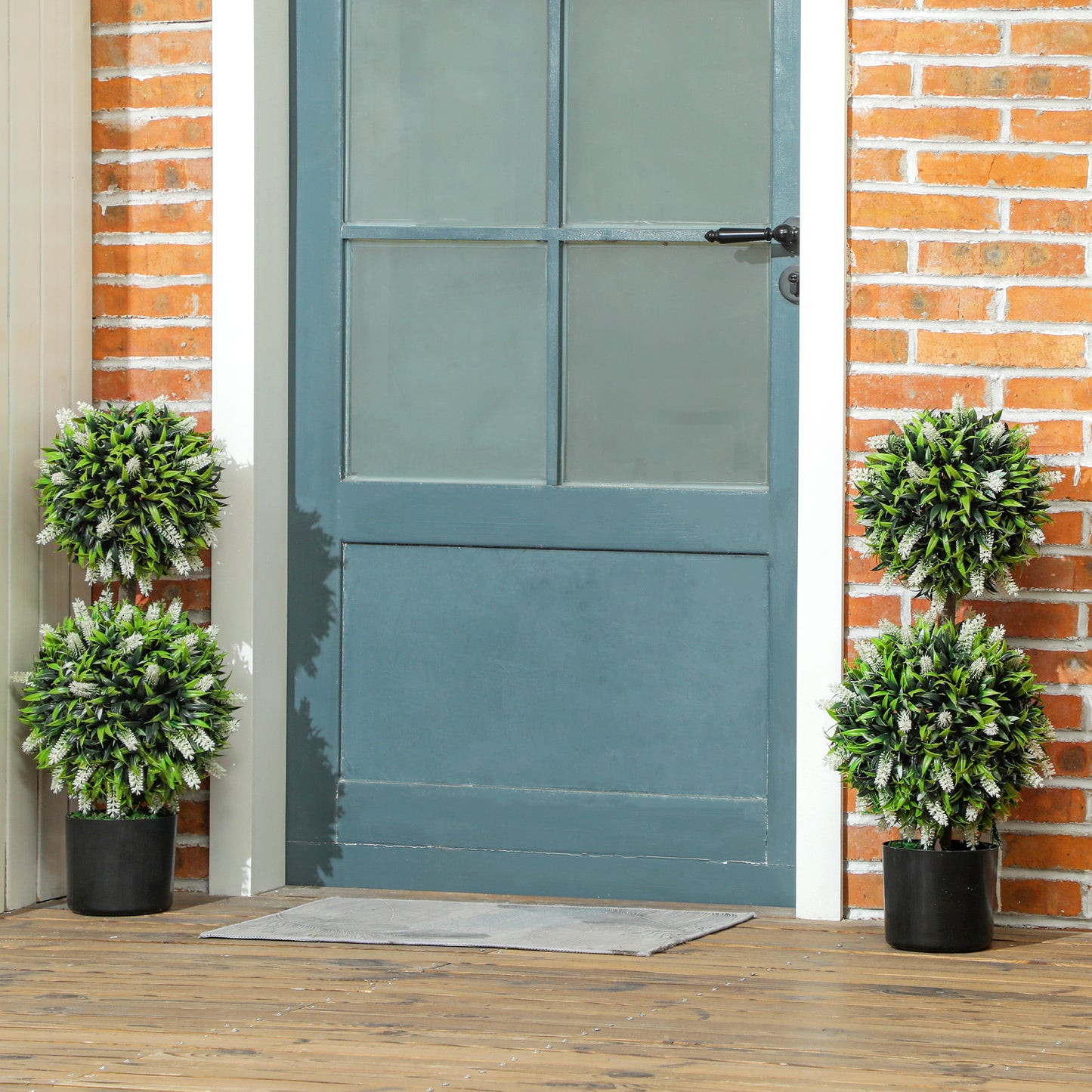 HOMCOM 2er-Set Künstliche Pflanzen, UV-beständige Kunstpflanze im Blumentopf, 70 cm Zimmerpflanze für Wohnzimmer, Garten