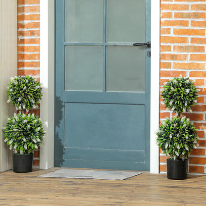 HOMCOM 2er-Set Künstliche Pflanzen, UV-beständige Kunstpflanze im Blumentopf, 70 cm Zimmerpflanze für Wohnzimmer, Garten