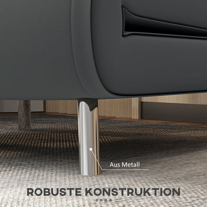 HOMCOM Liegesessel Sessel mit Liegefunktion Schlafsessel, Knopfheftung, Leinenoptik, 77 cm x 88 cm x 83 cm, Dunkelgrau