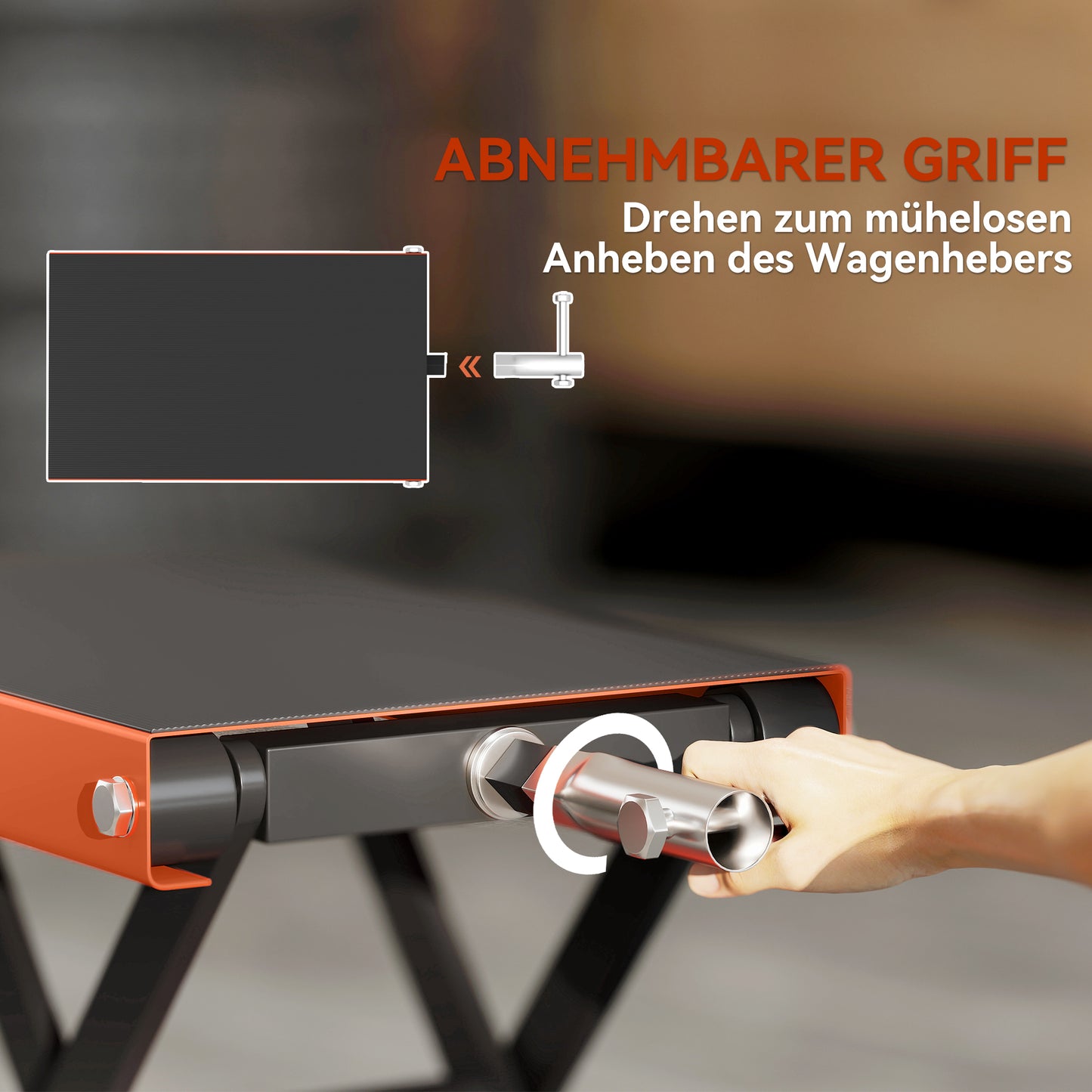 HOMCOM Motorradheber 500 kg Belastbar Motorradhebebühne 135-390 mm Höhenverstellbar Stahl Orange